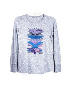 Reebok Gray Strength Graphic Print Long Sleeve Tee  T-Shirt Women's Size XS